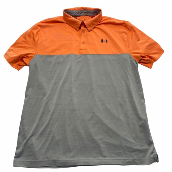 Under Armour Other - Under Armour Heat Gear Mens Activewear Polo Shirt Gray Colorblock Loose XL